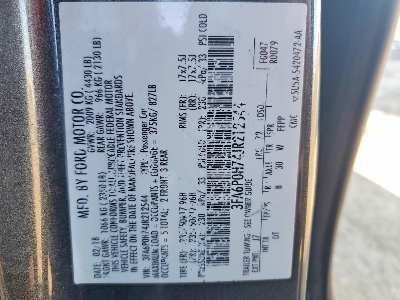 2018 FORD FUSION