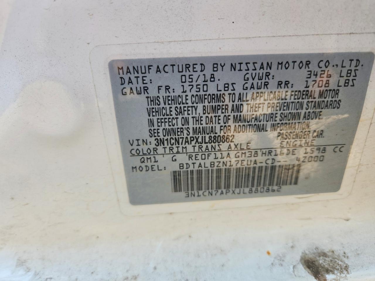 2018 NISSAN VERSA