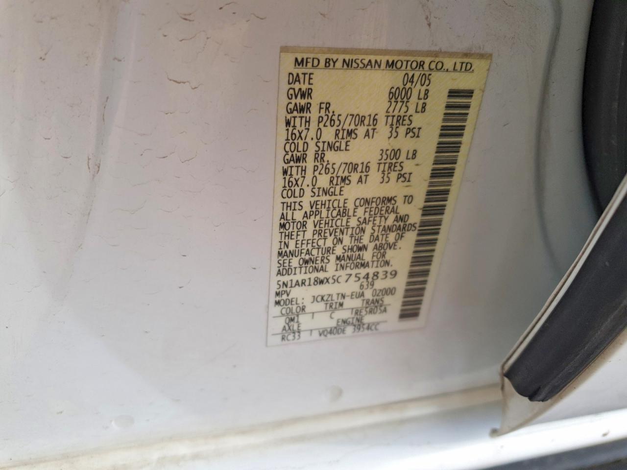 2005 NISSAN PATHFINDER