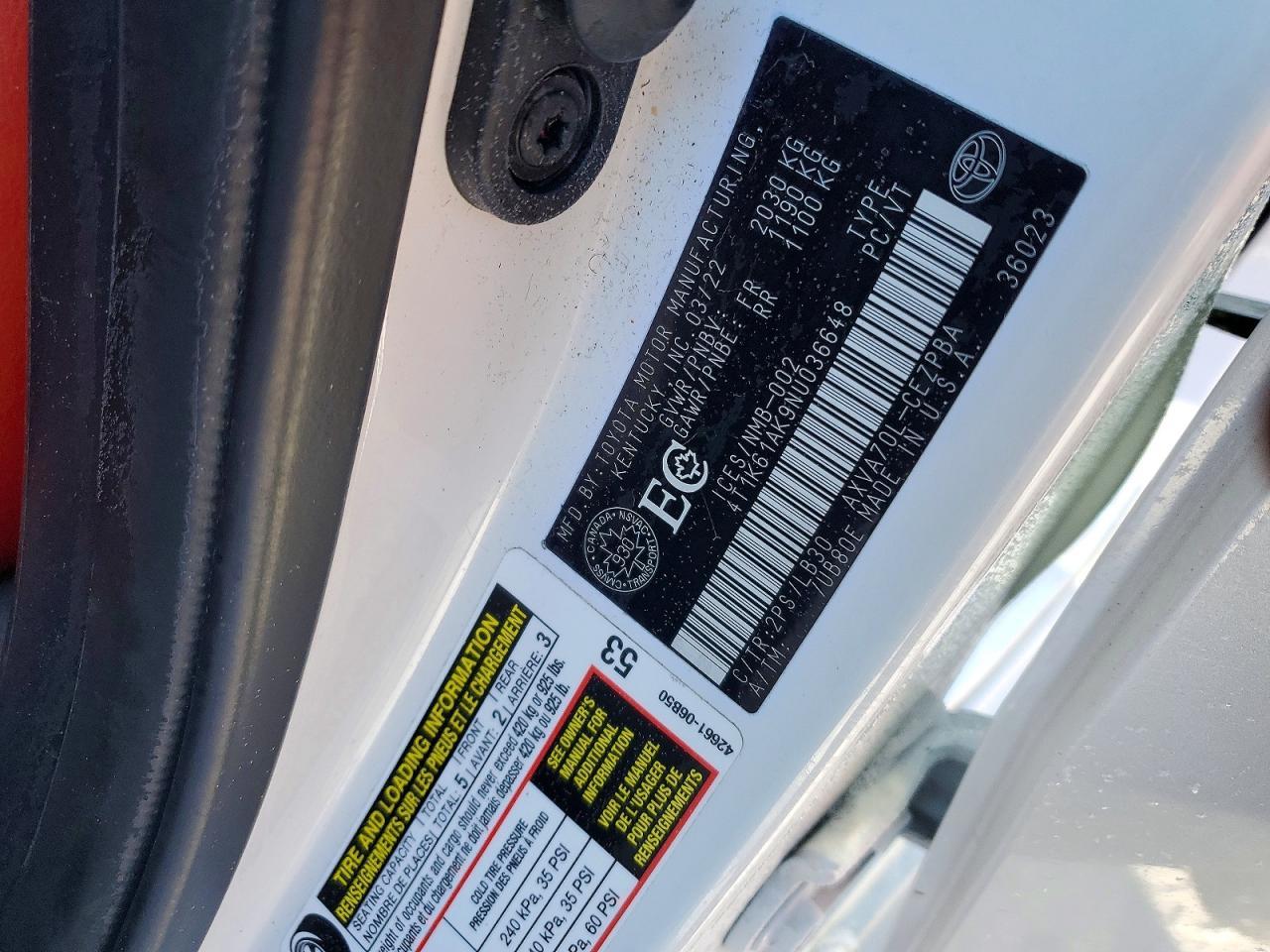 2022 TOYOTA CAMRY