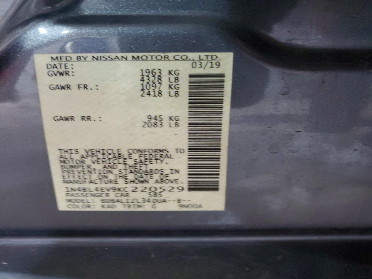 2019 NISSAN ALTIMA