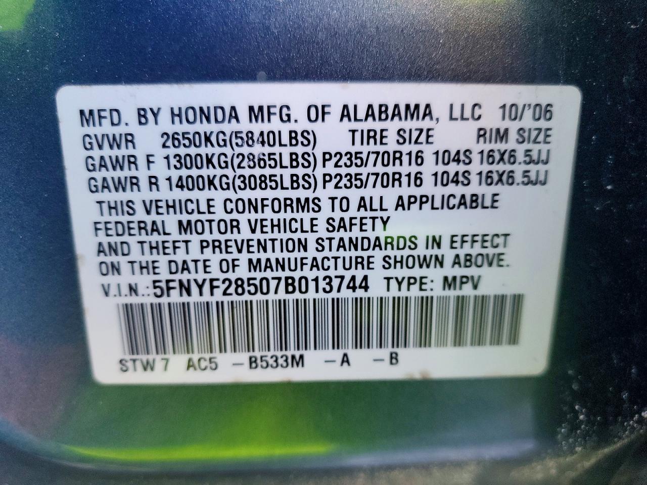 2007 HONDA PILOT