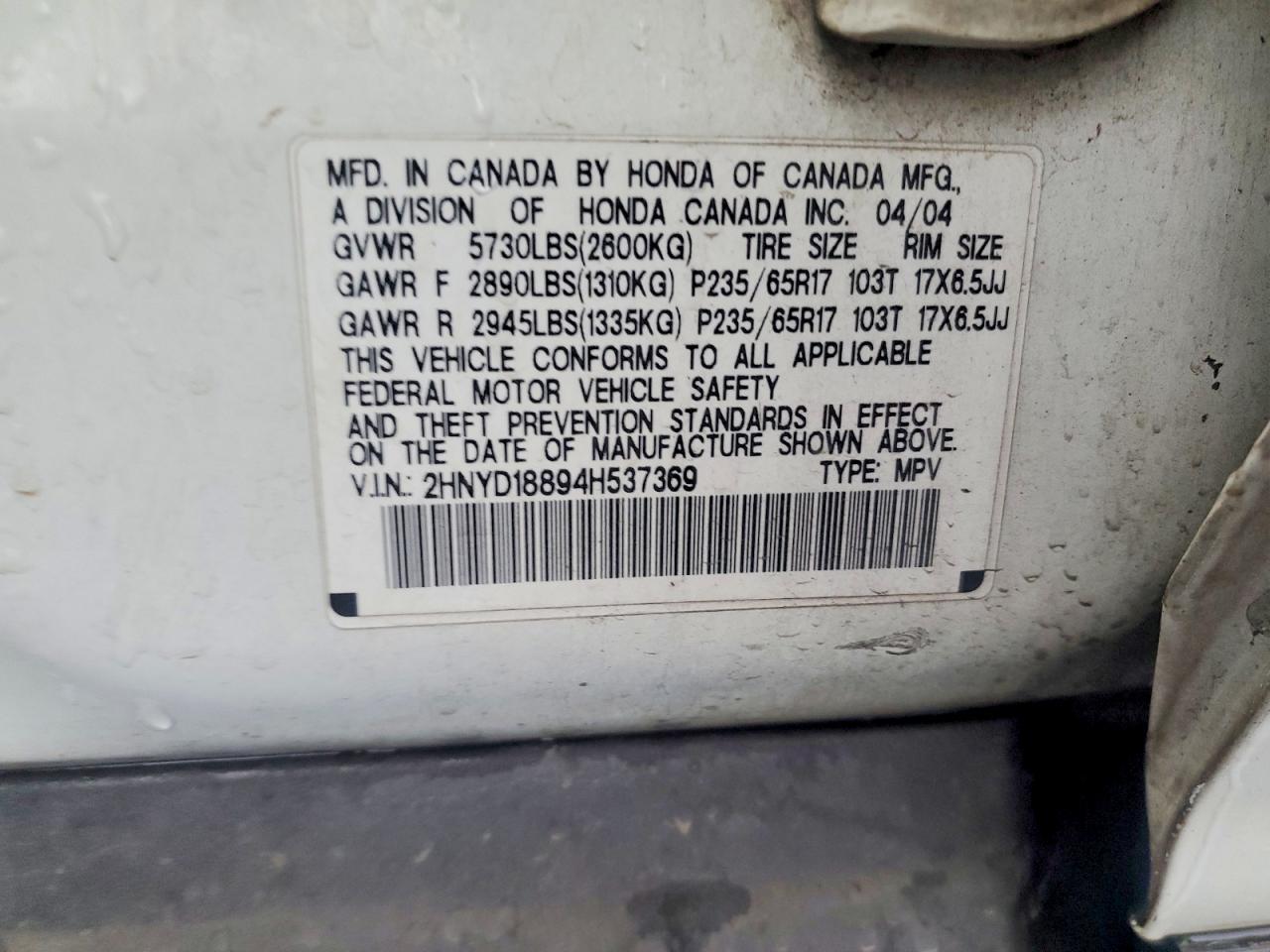2004 ACURA MDX
