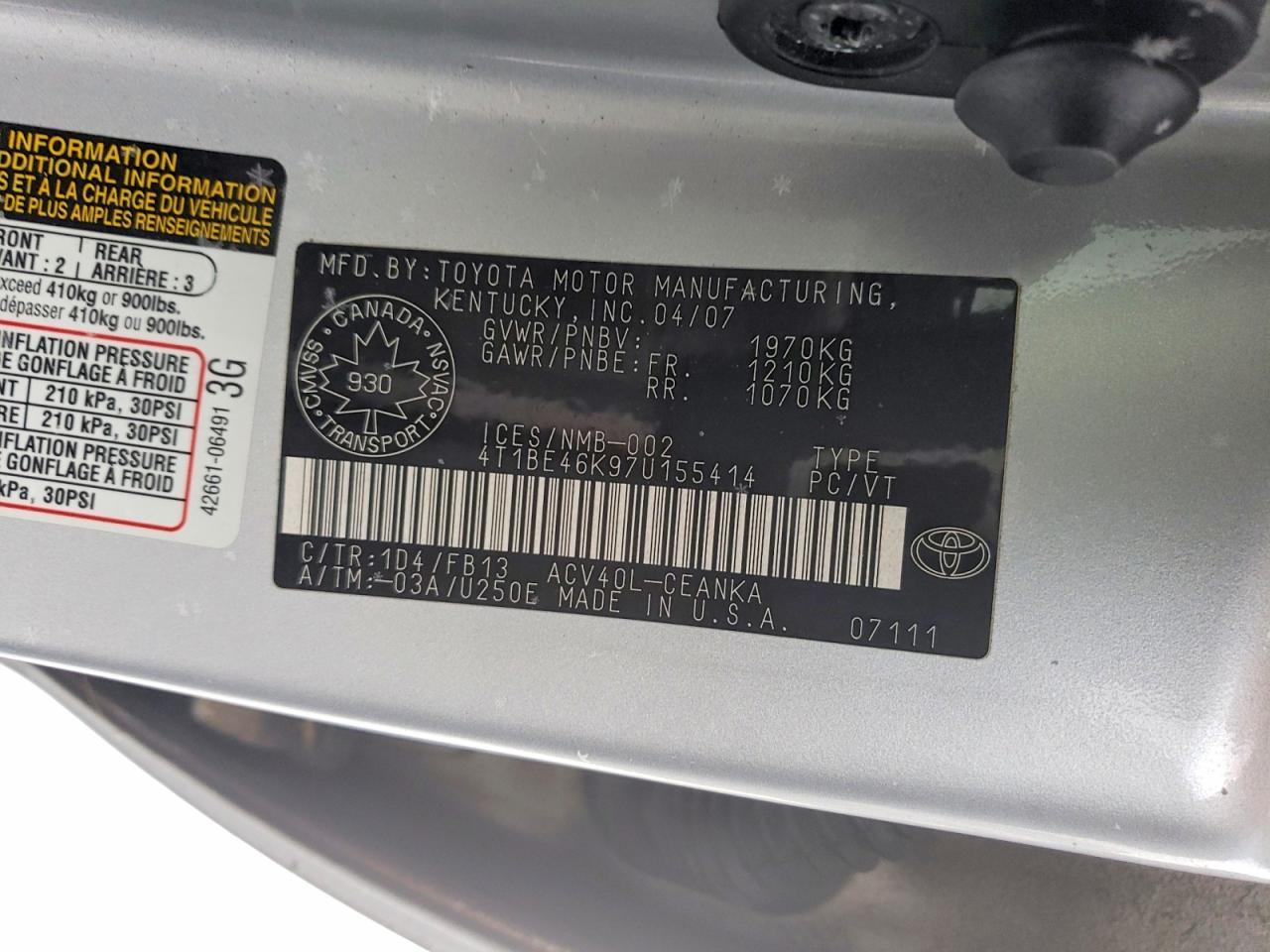 2007 TOYOTA CAMRY