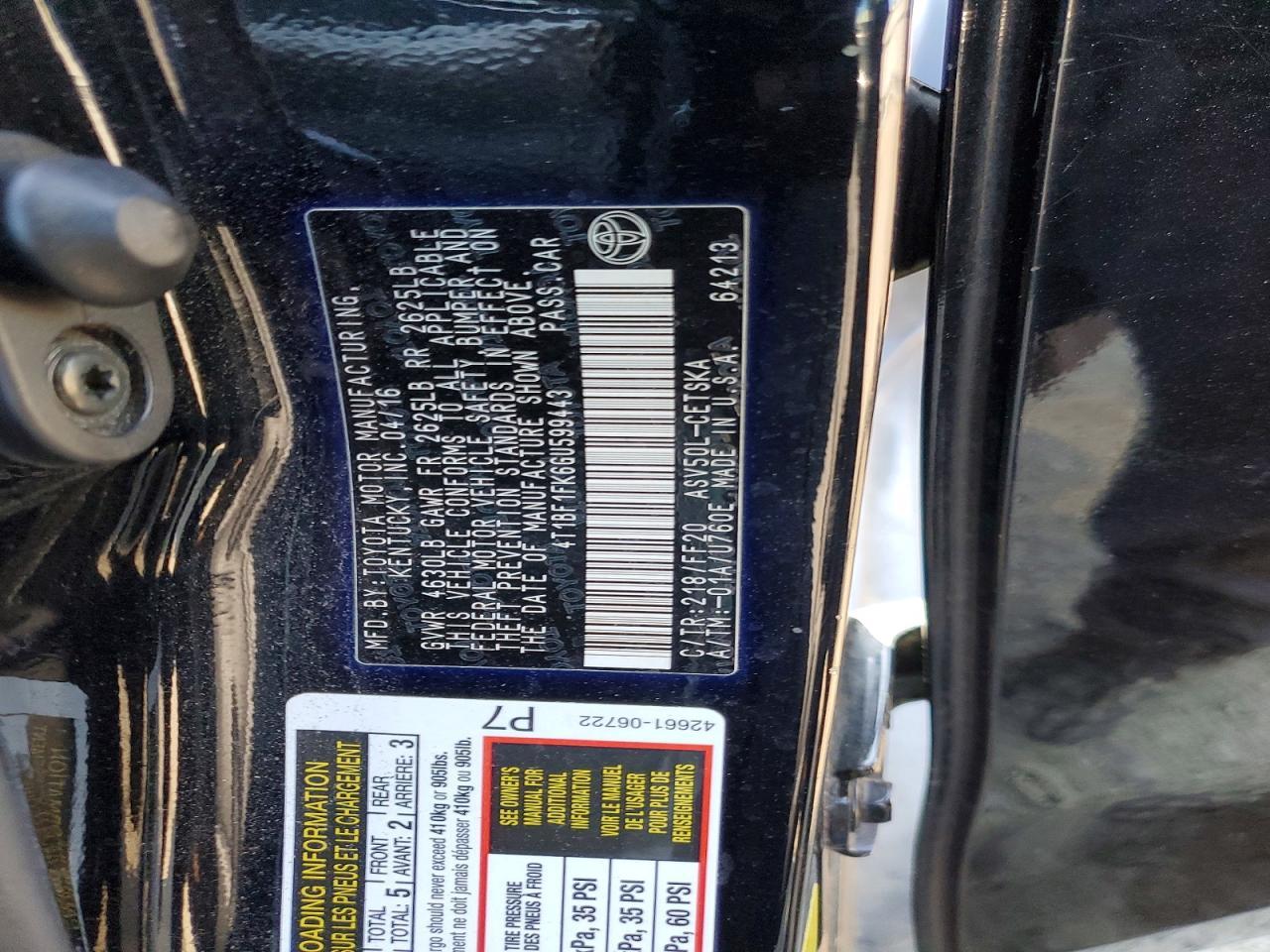 2016 TOYOTA CAMRY