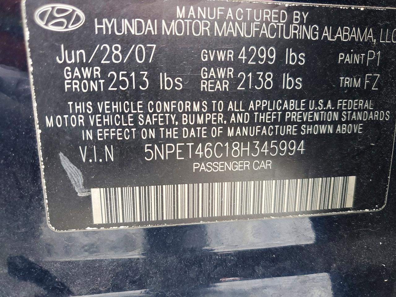 2008 HYUNDAI SONATA