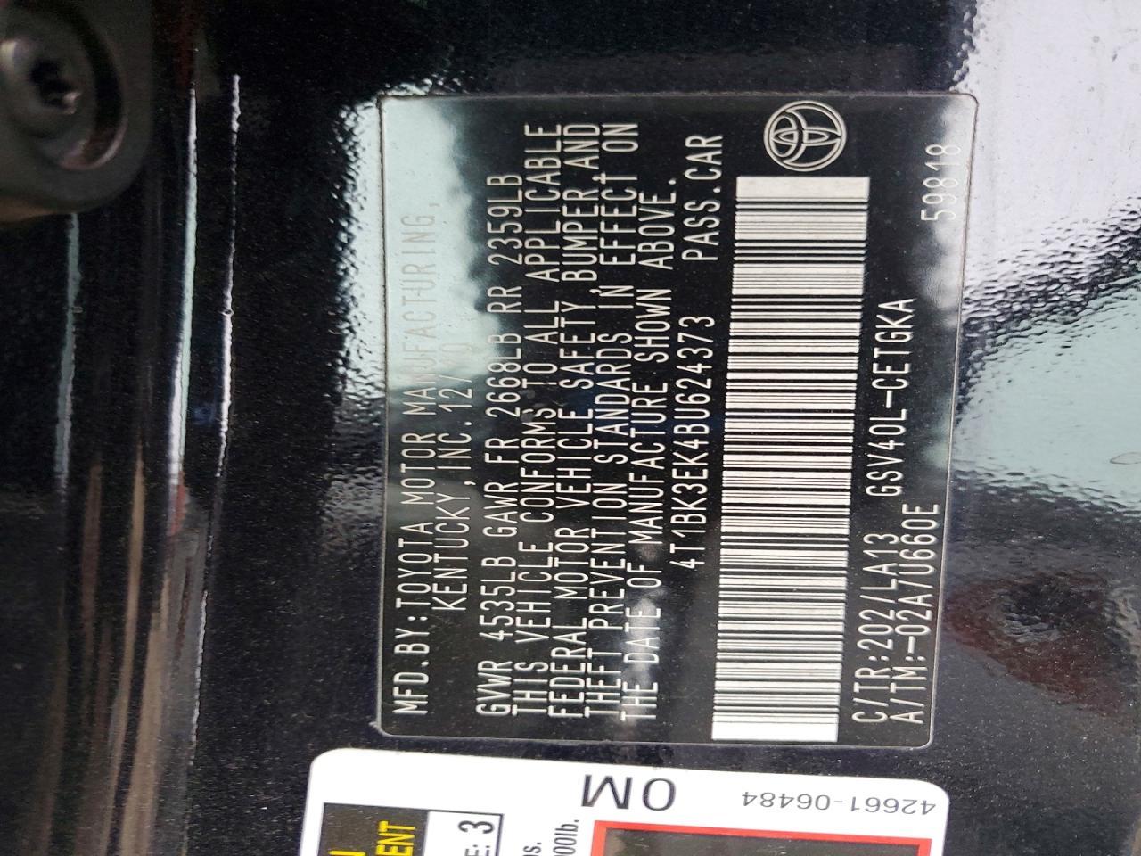 2011 TOYOTA CAMRY