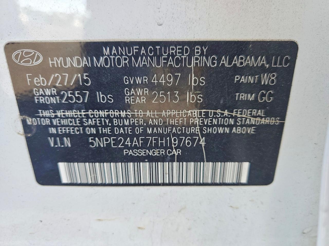 2015 HYUNDAI SONATA