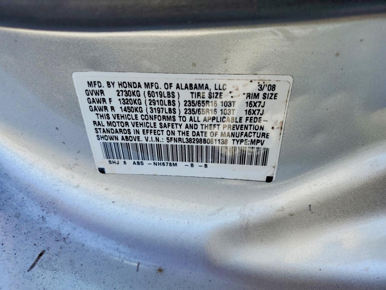 2008 HONDA ODYSSEY