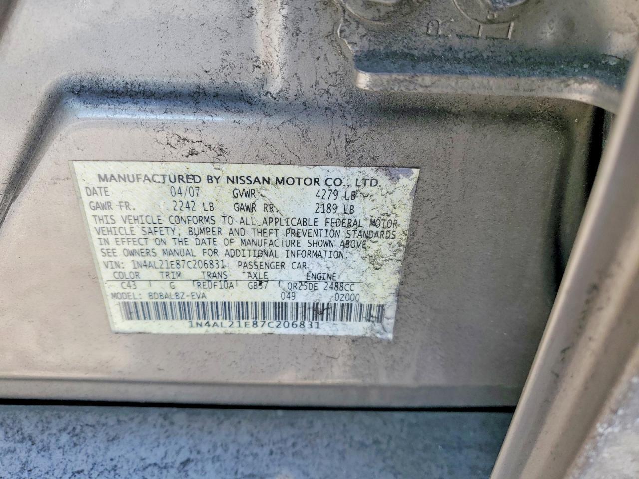 2007 NISSAN ALTIMA