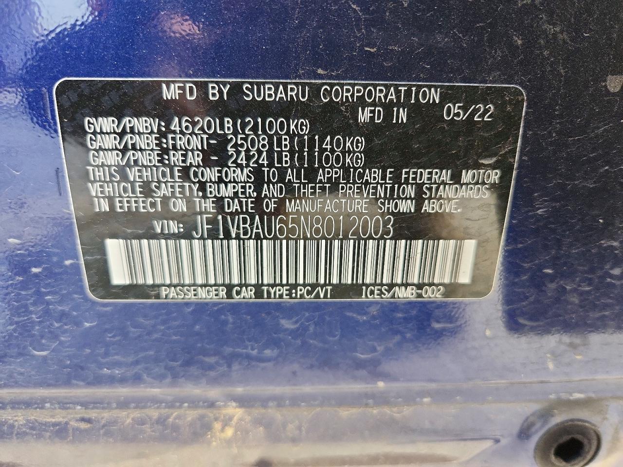 2022 SUBARU WRX