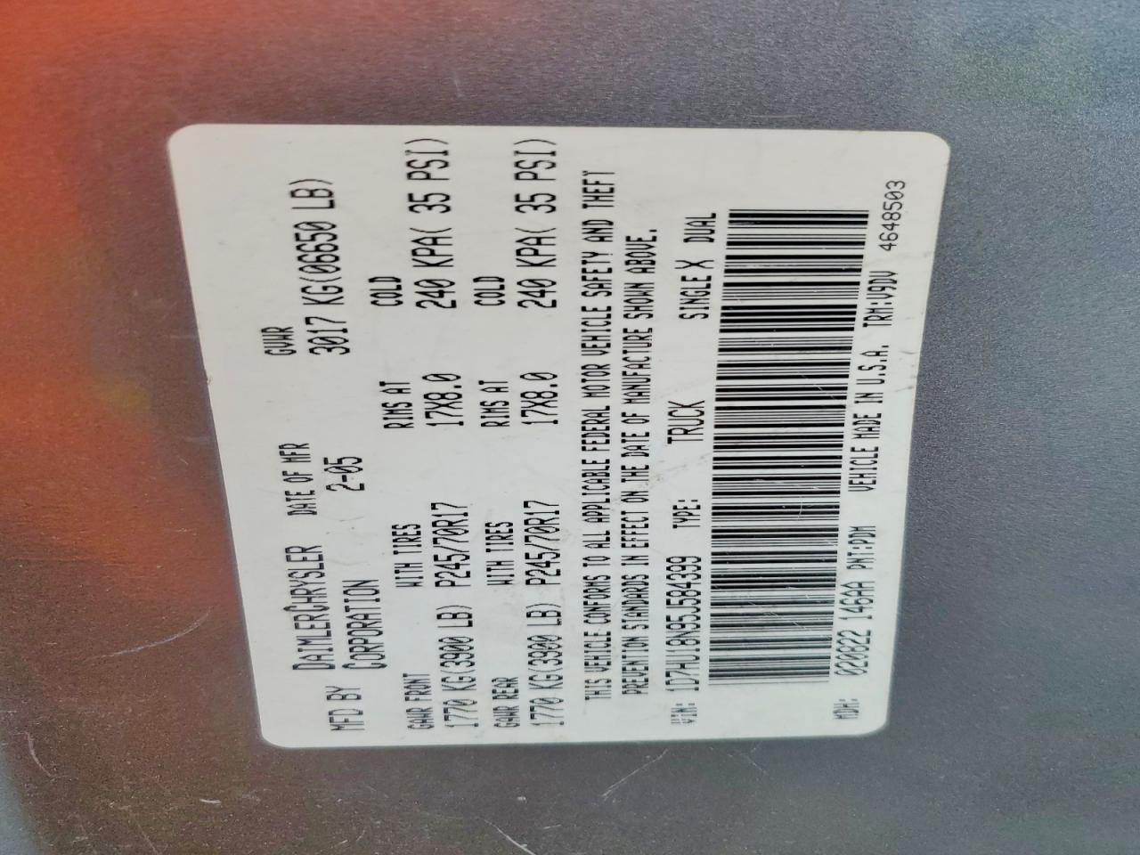 2005 DODGE RAM 1500