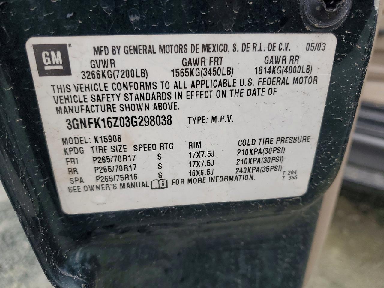 2003 CHEVROLET Suburban