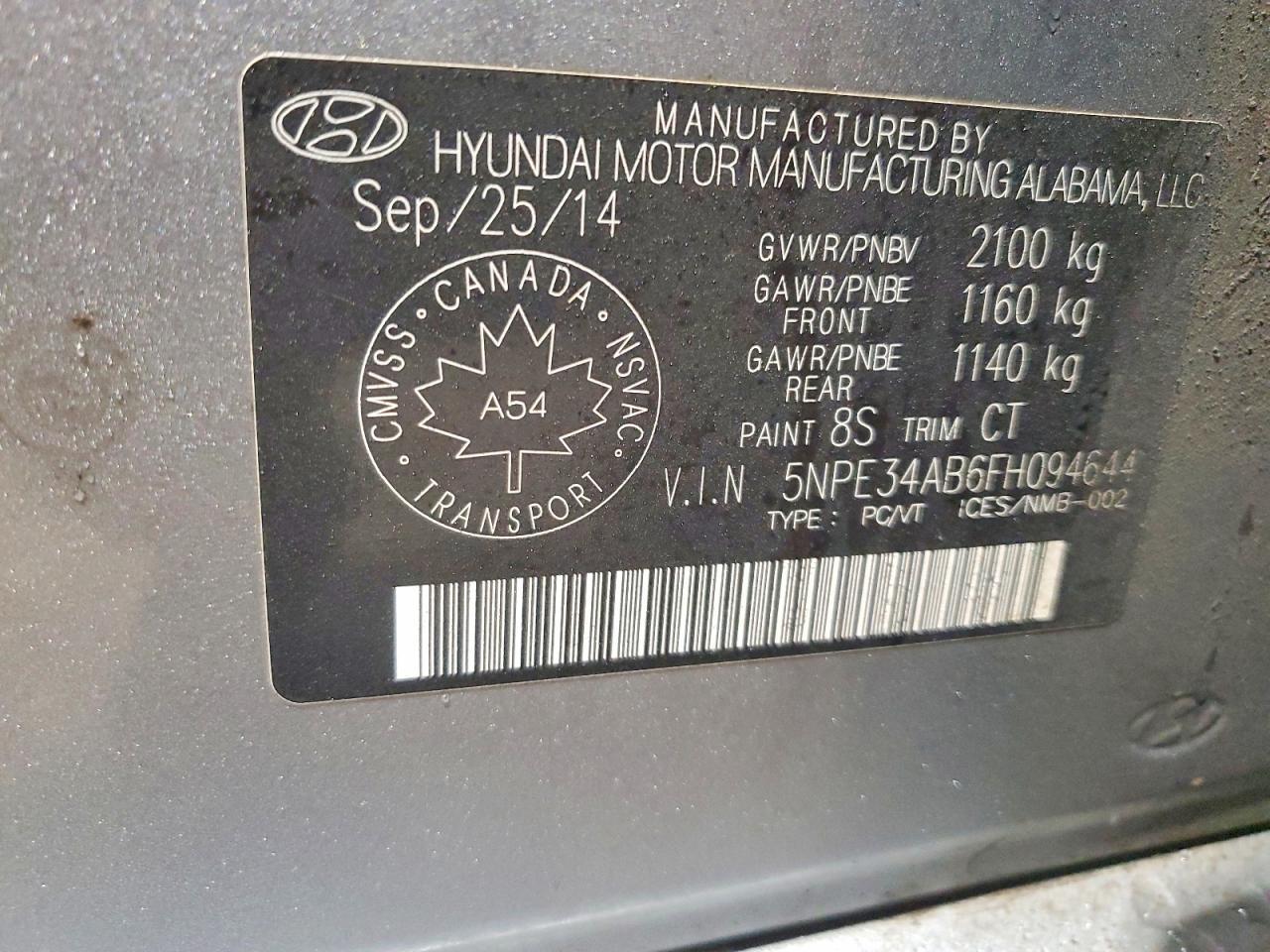 2015 HYUNDAI SONATA