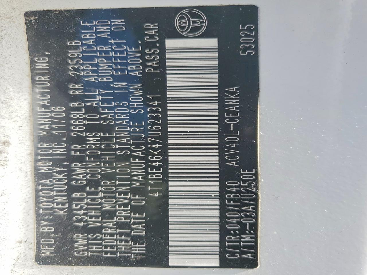 2007 TOYOTA CAMRY