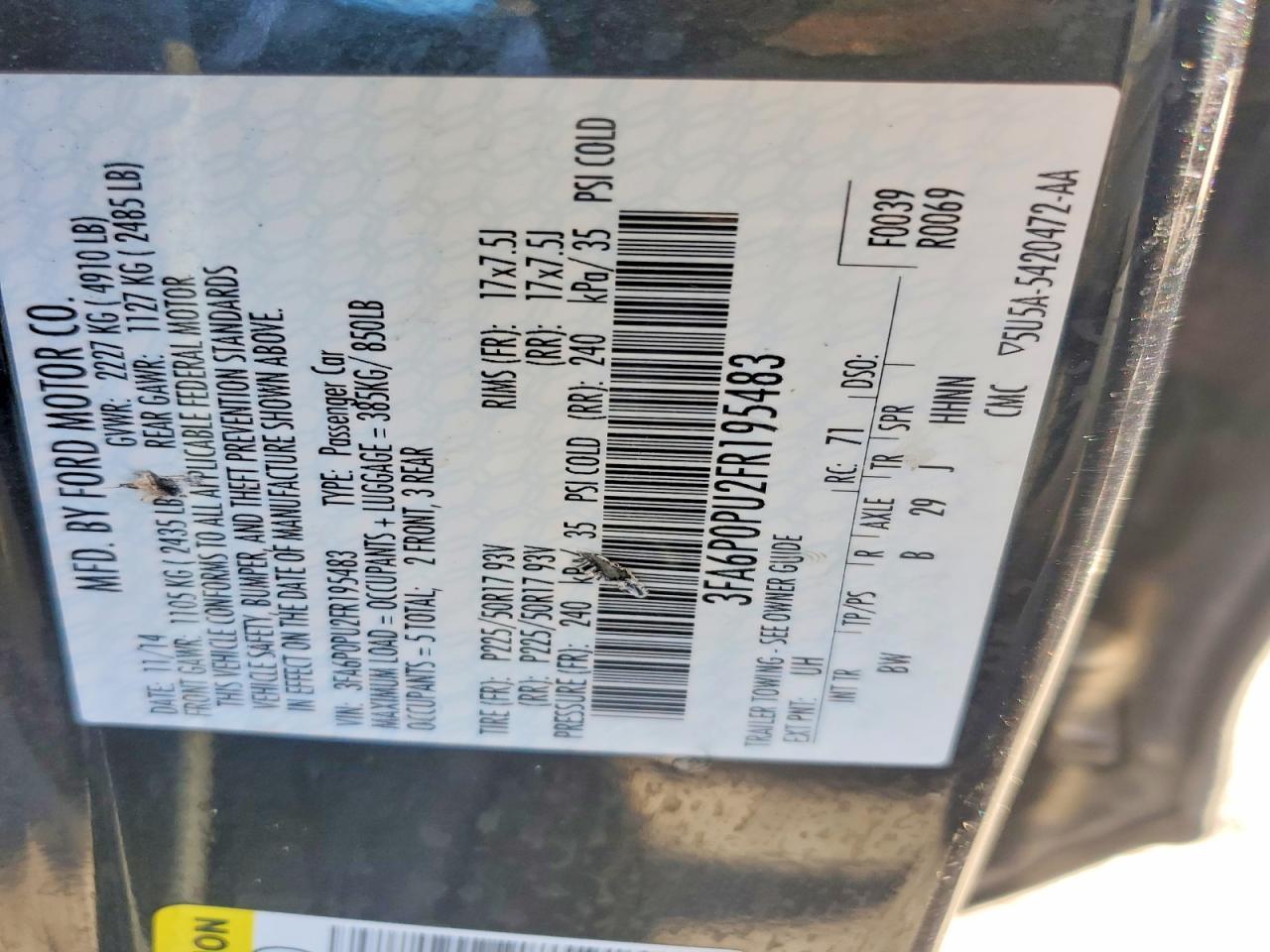 2015 FORD FUSION
