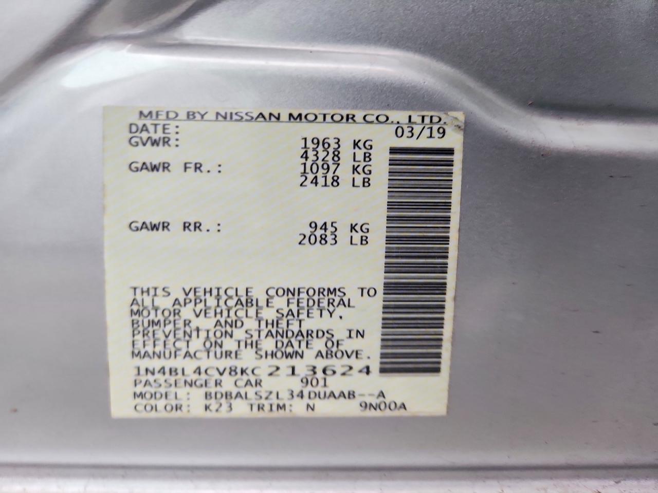 2019 NISSAN ALTIMA