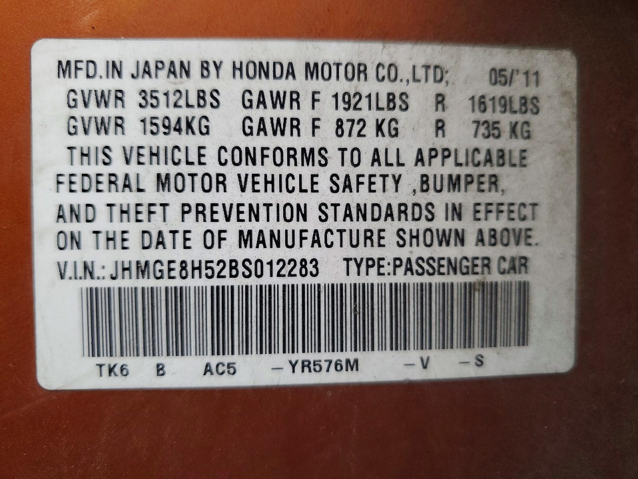 2011 HONDA FIT