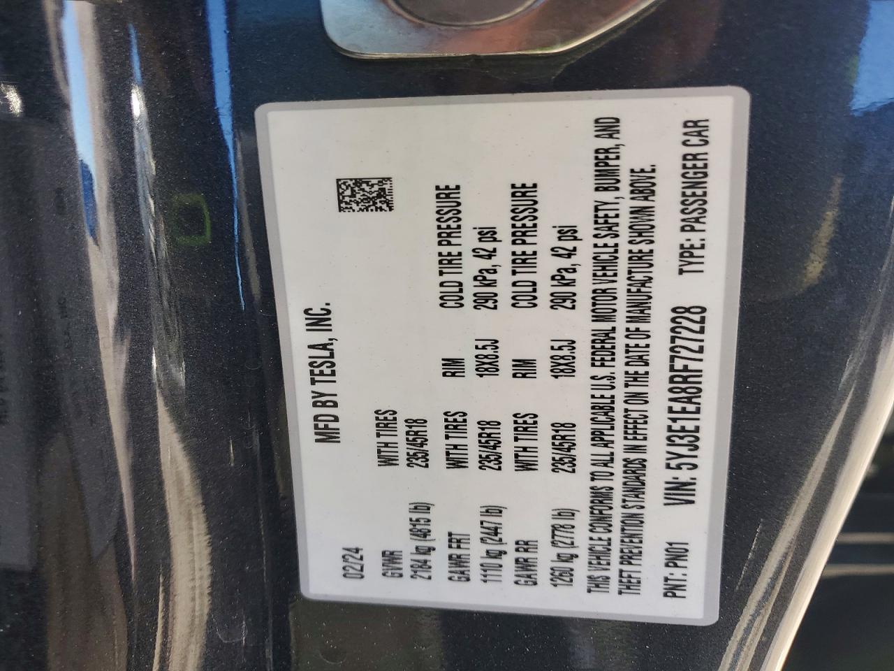 2024 TESLA MODEL 3