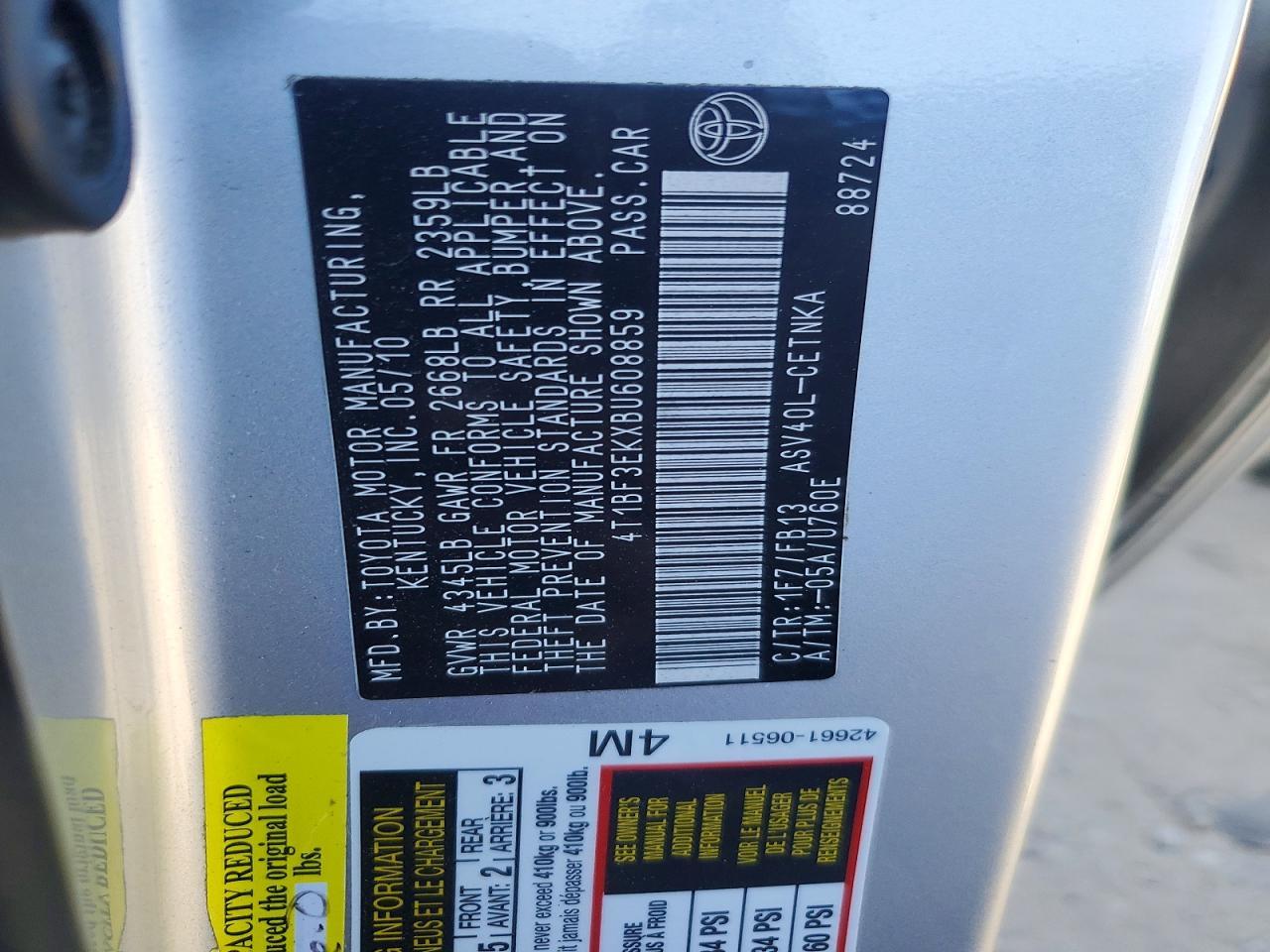 2011 TOYOTA CAMRY