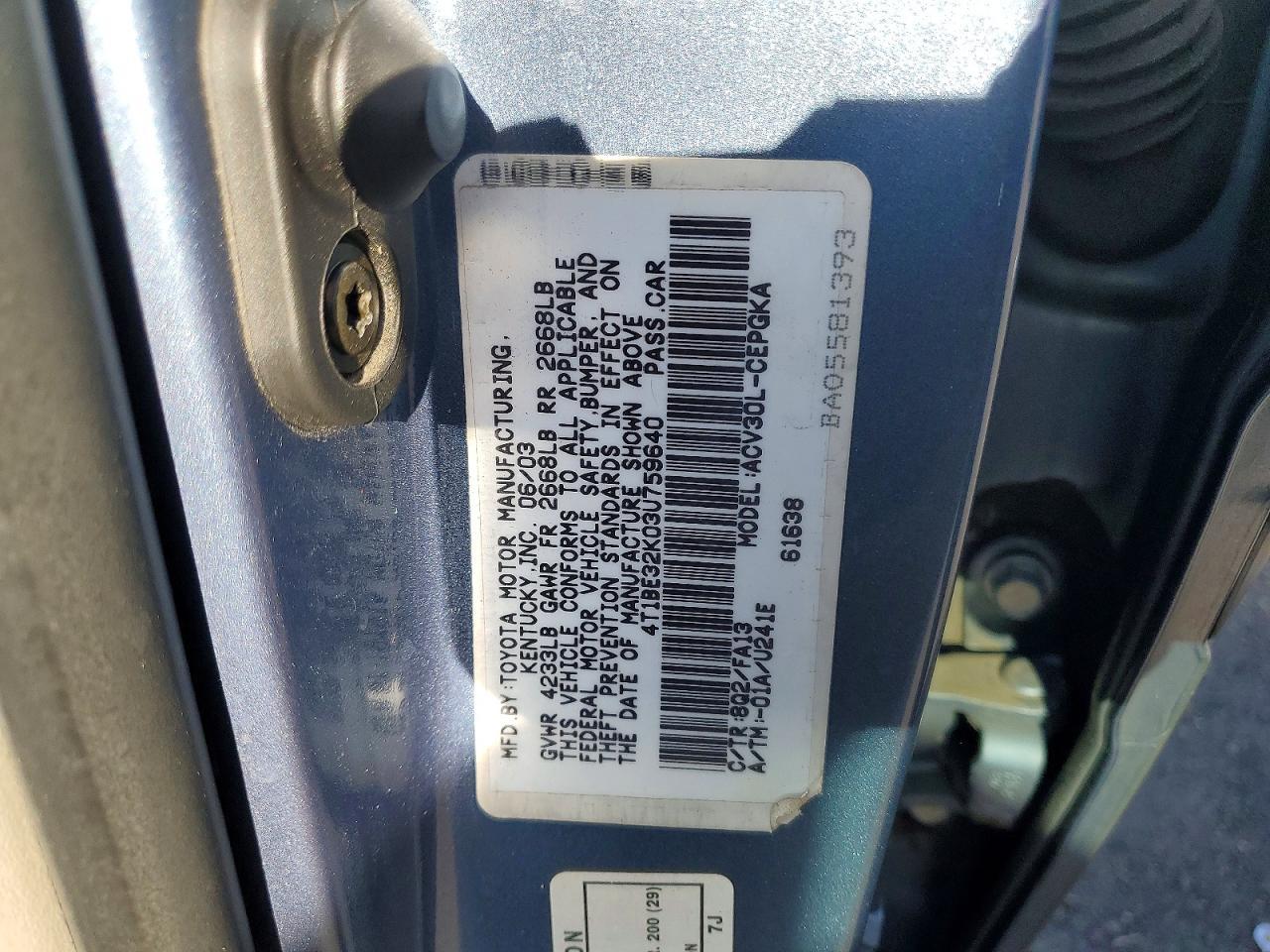 2003 TOYOTA CAMRY