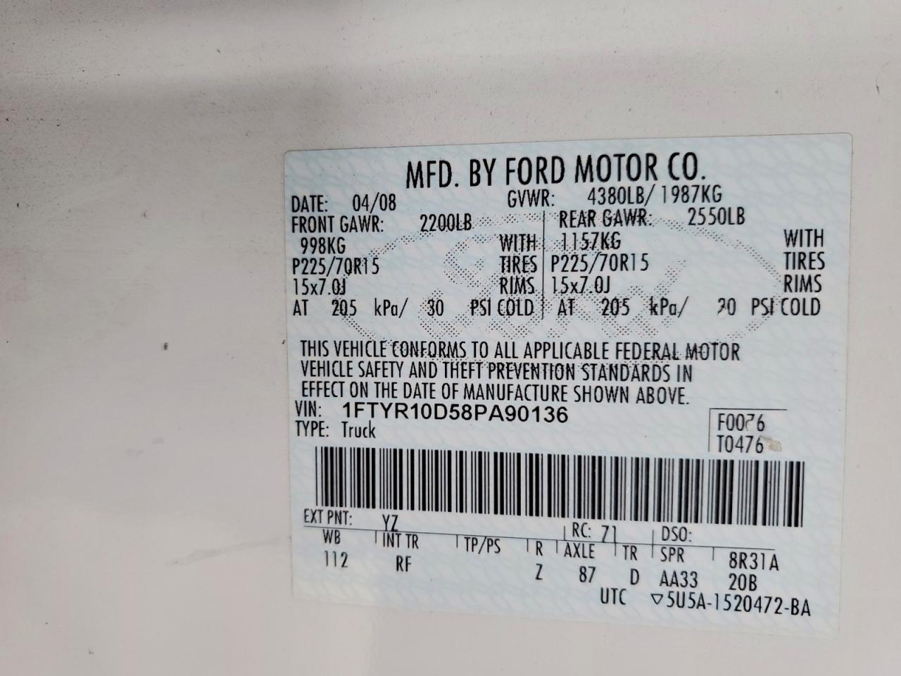 2008 FORD RANGER