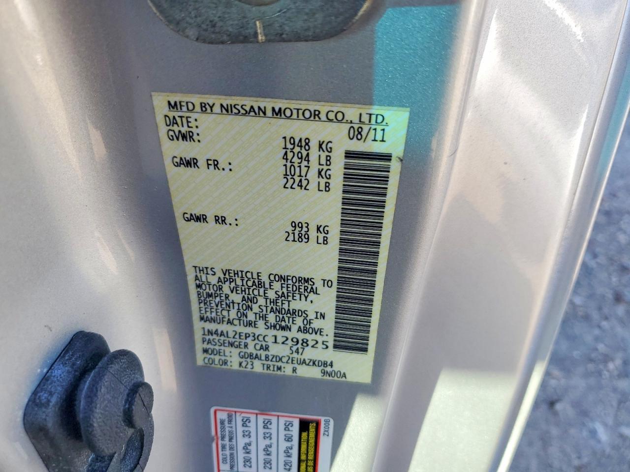 2012 NISSAN ALTIMA