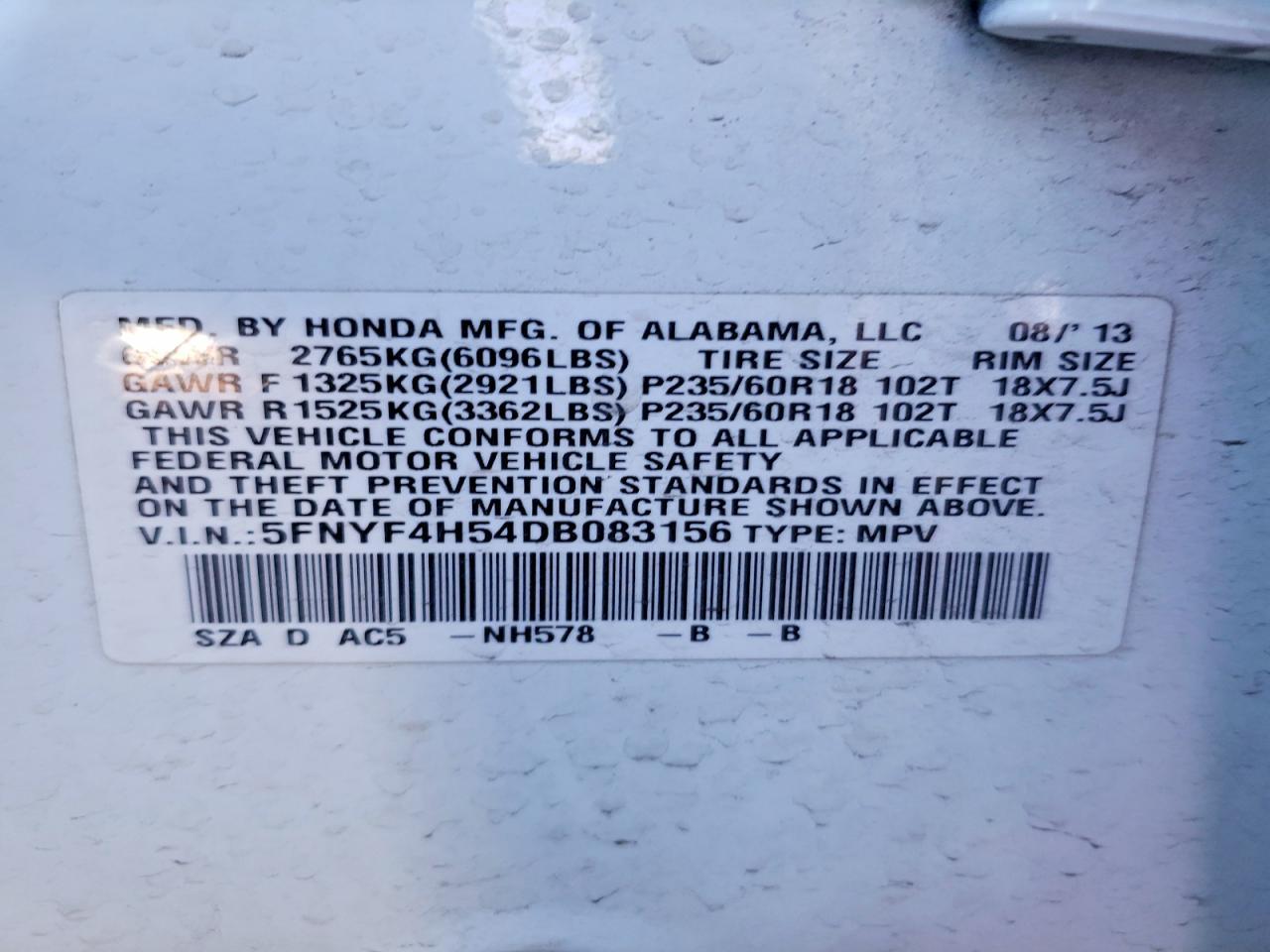 2013 HONDA PILOT