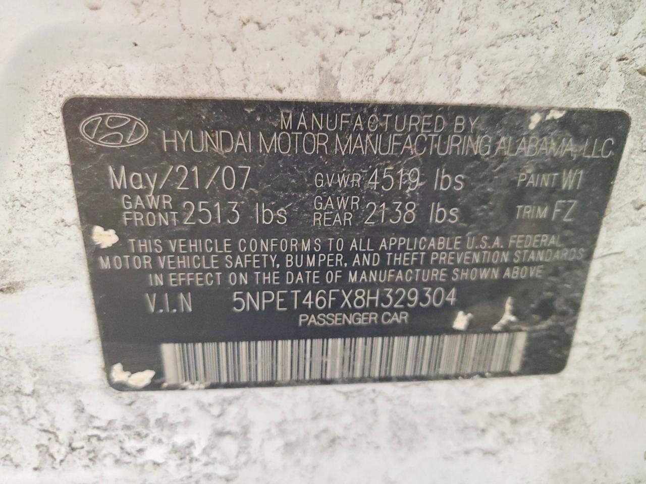 2008 HYUNDAI SONATA
