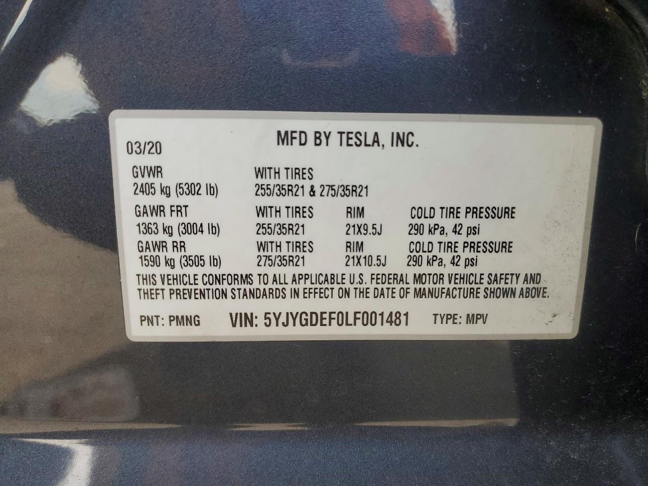 2020 TESLA MODEL Y