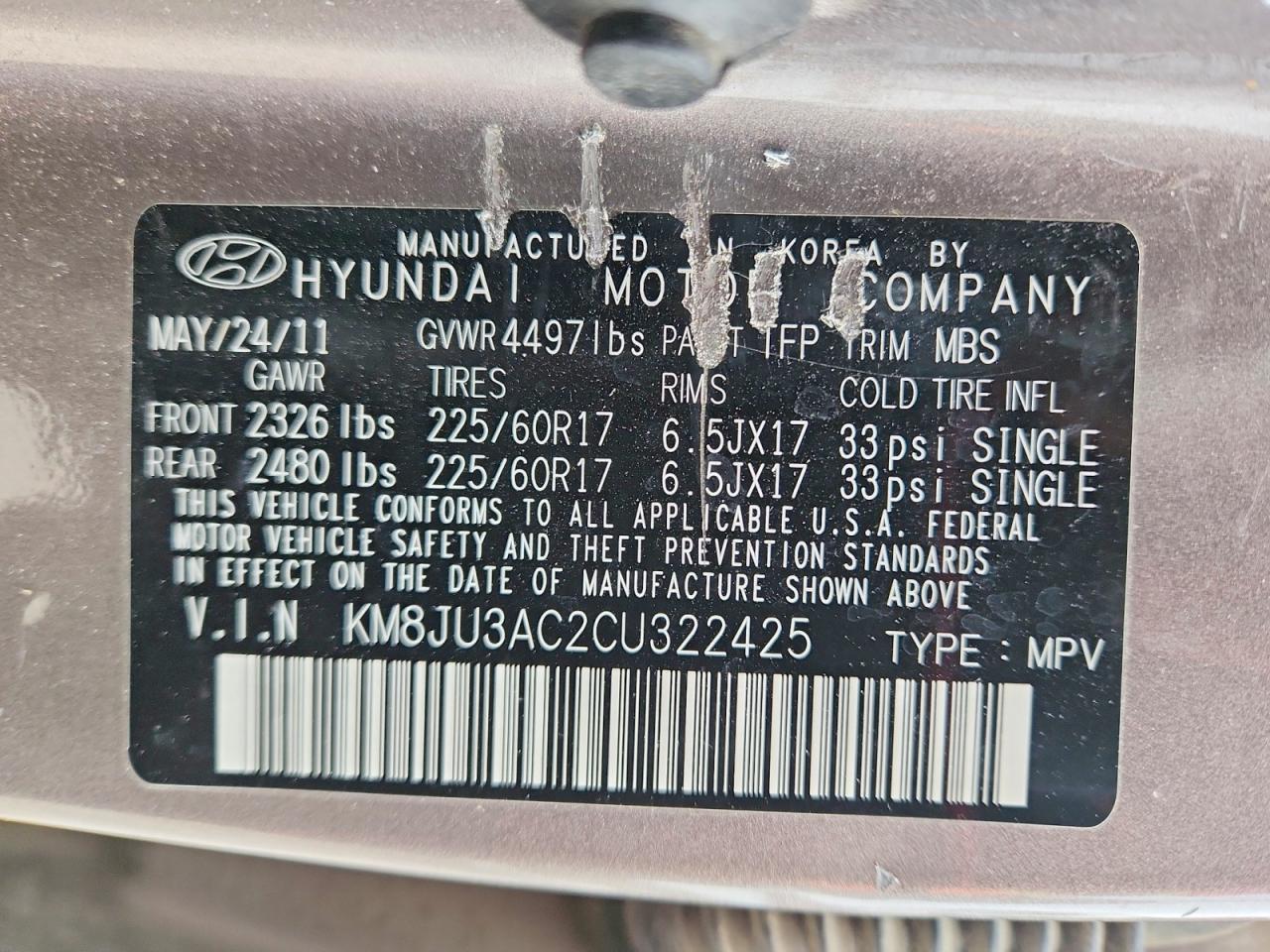 2012 HYUNDAI TUCSON