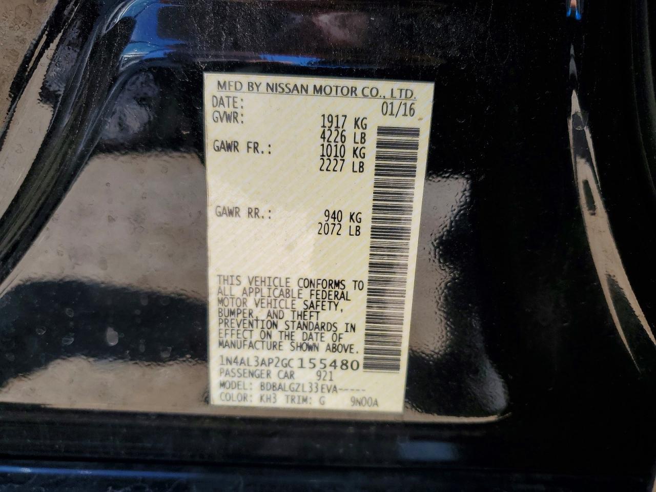 2016 NISSAN ALTIMA