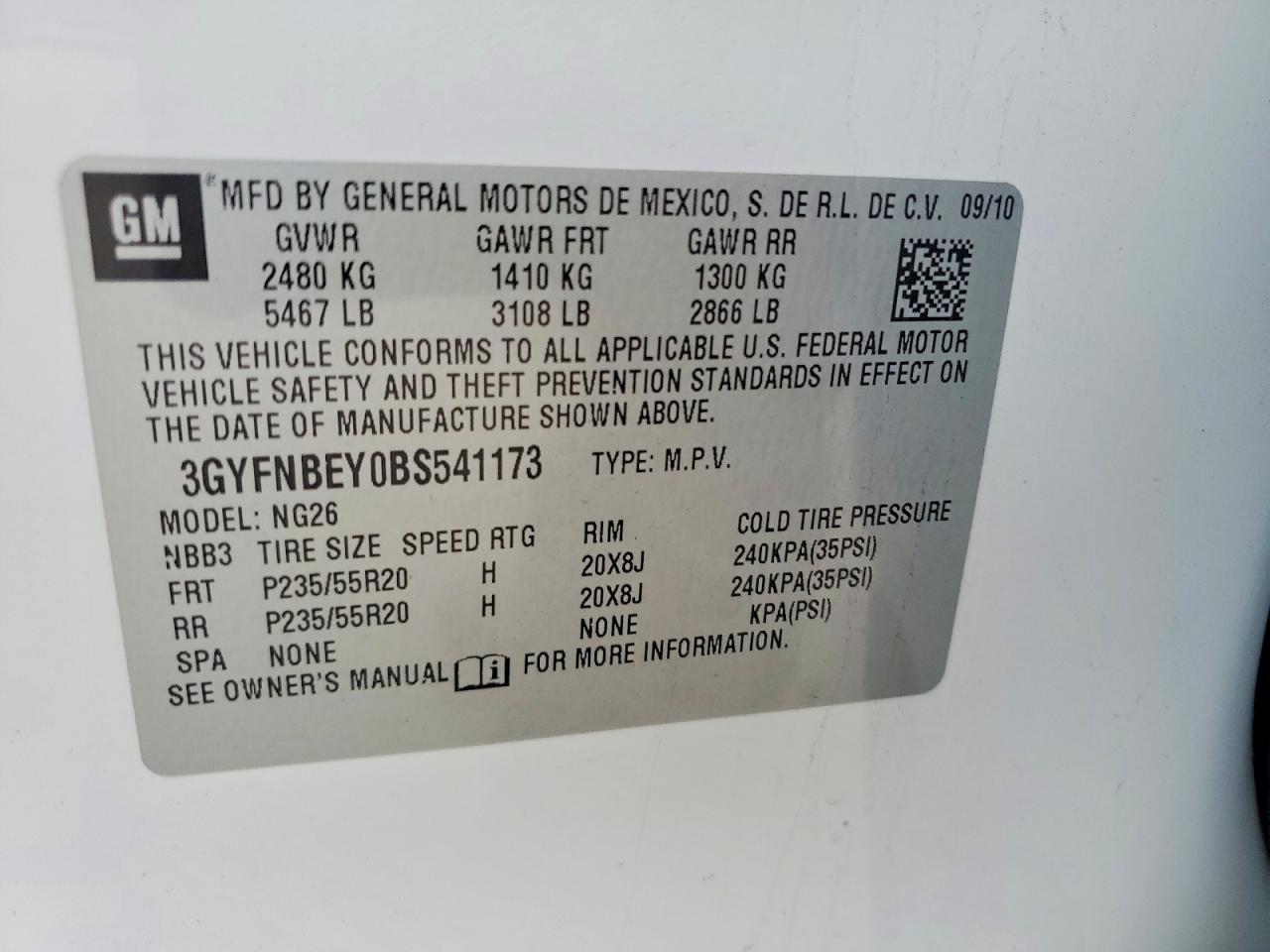 2011 CADILLAC SRX