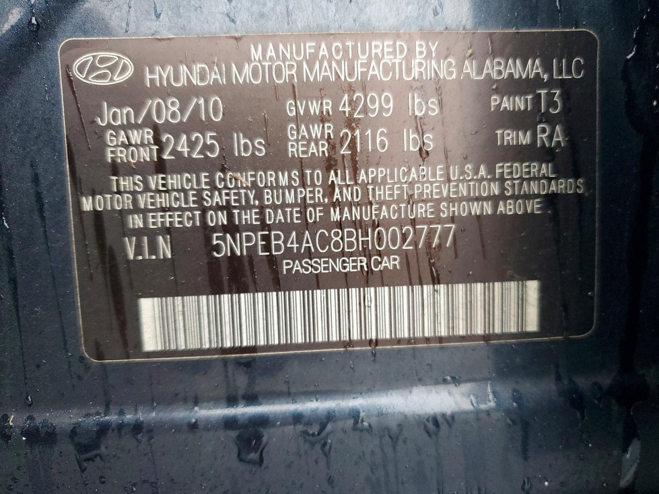 2011 HYUNDAI SONATA