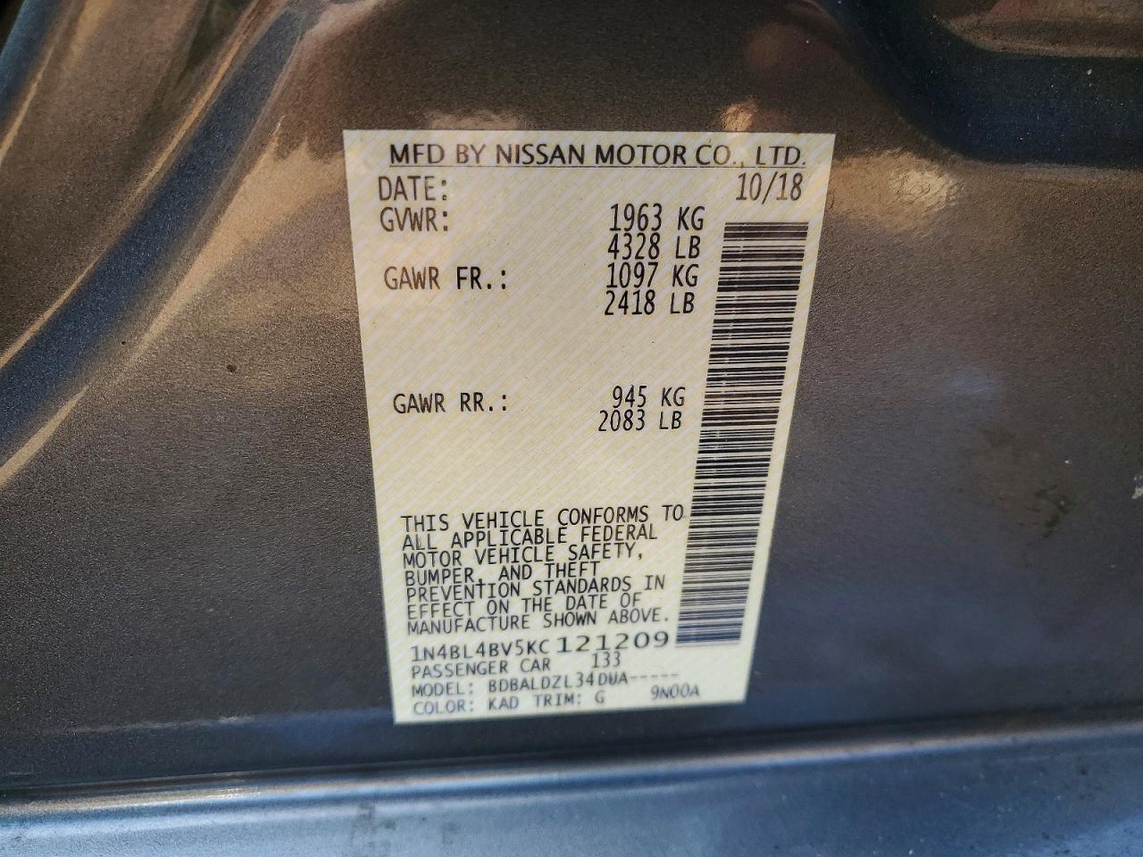 2019 NISSAN ALTIMA