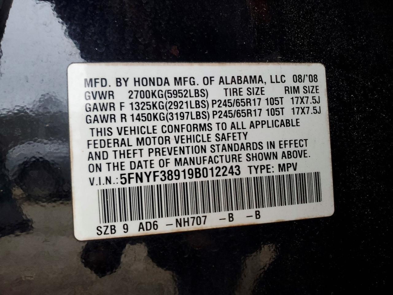 2009 HONDA PILOT