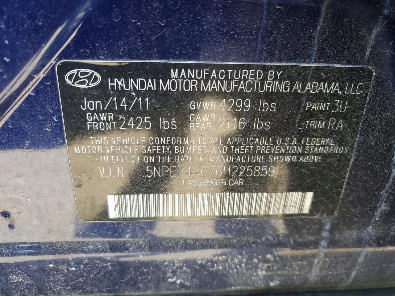 2011 HYUNDAI SONATA