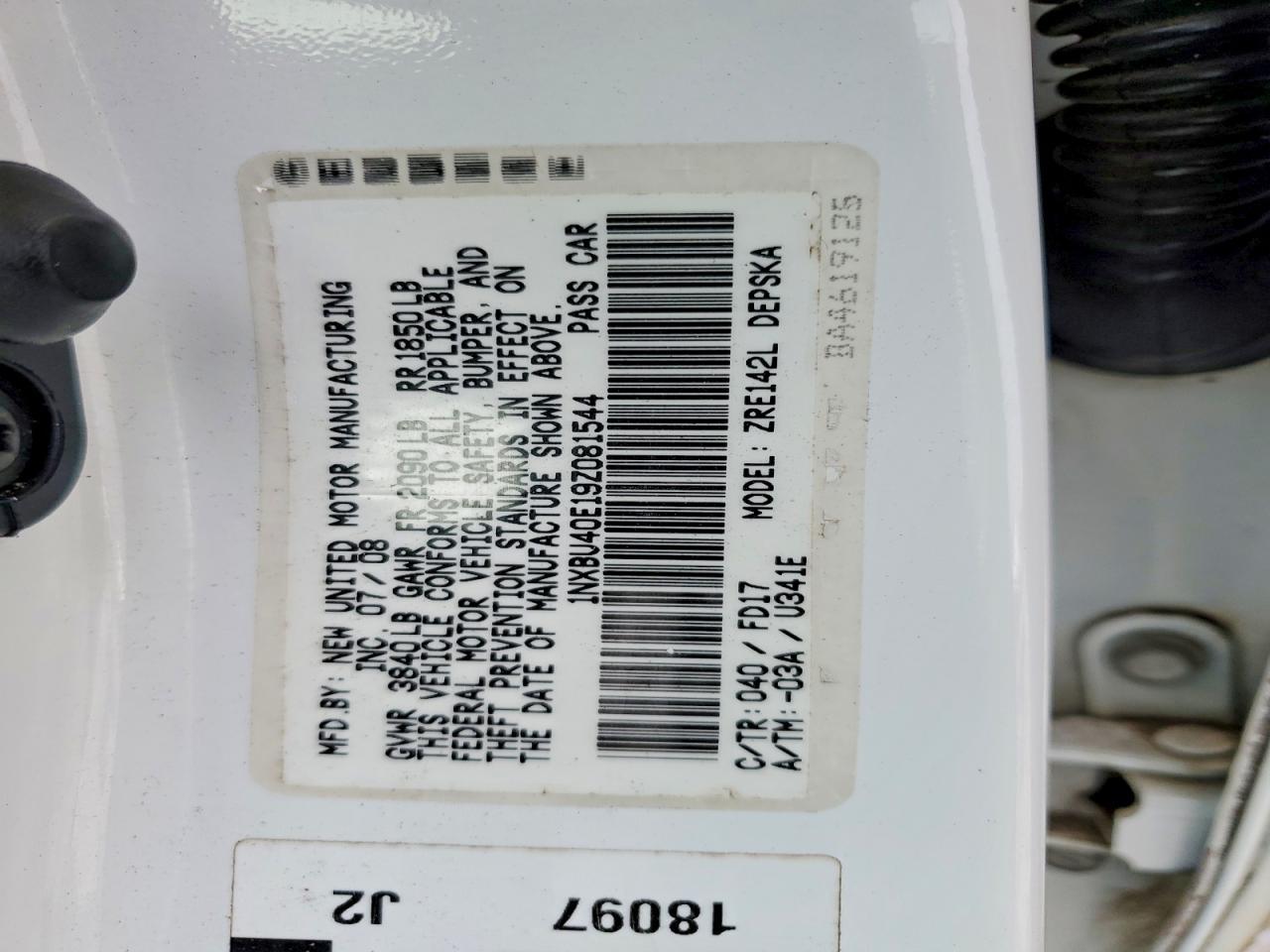 2009 TOYOTA COROLLA