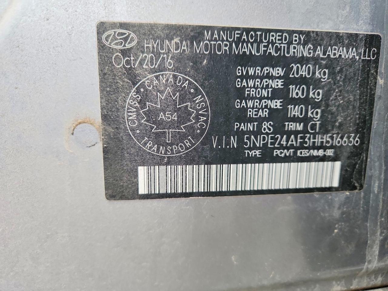 2017 HYUNDAI SONATA