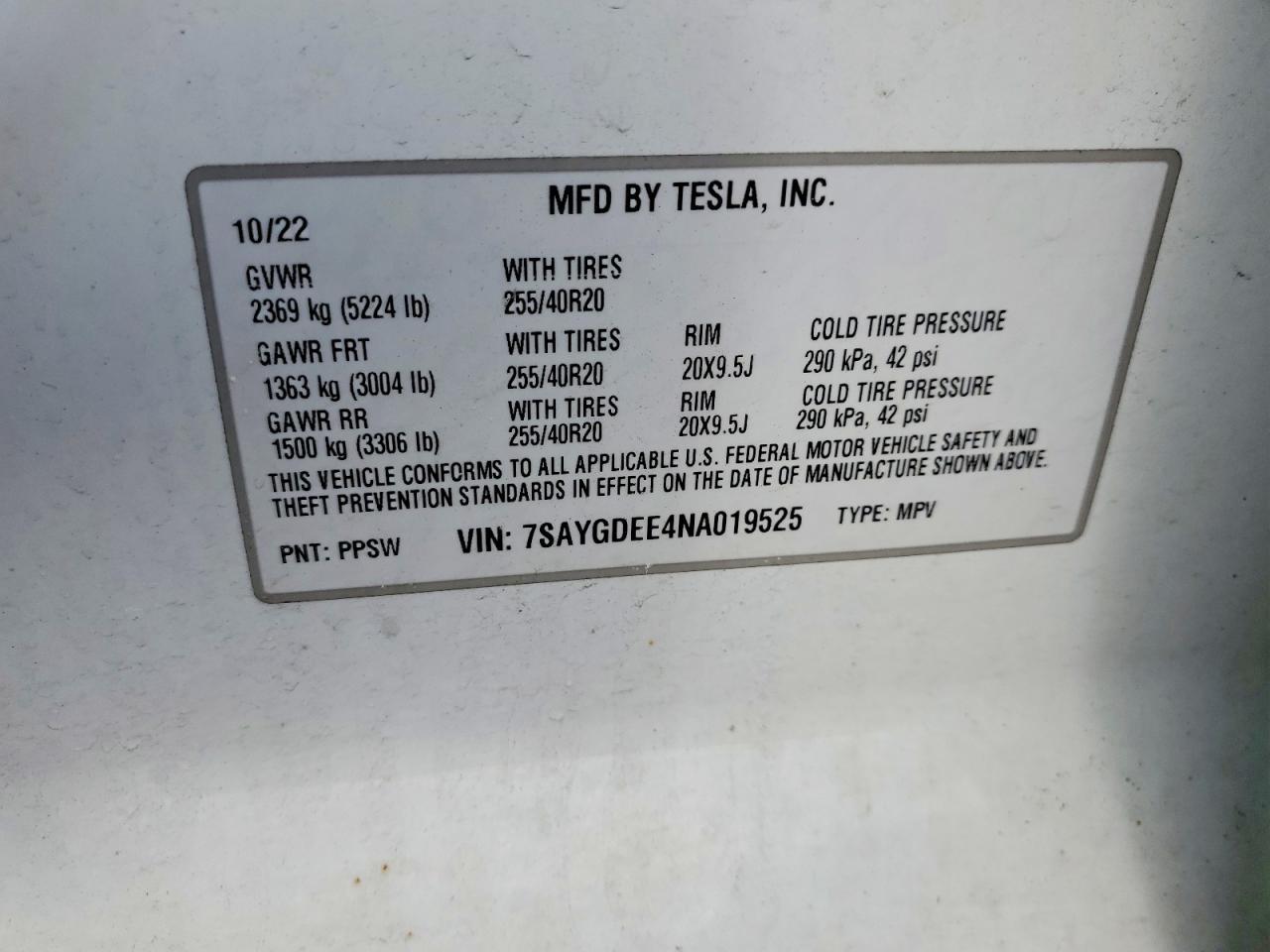 2022 TESLA MODEL Y