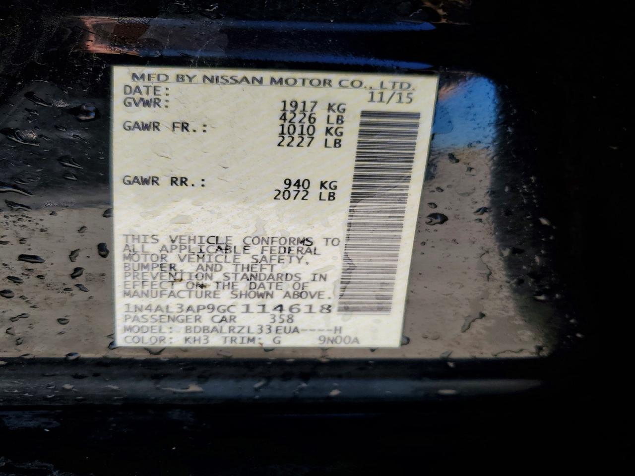 2016 NISSAN ALTIMA