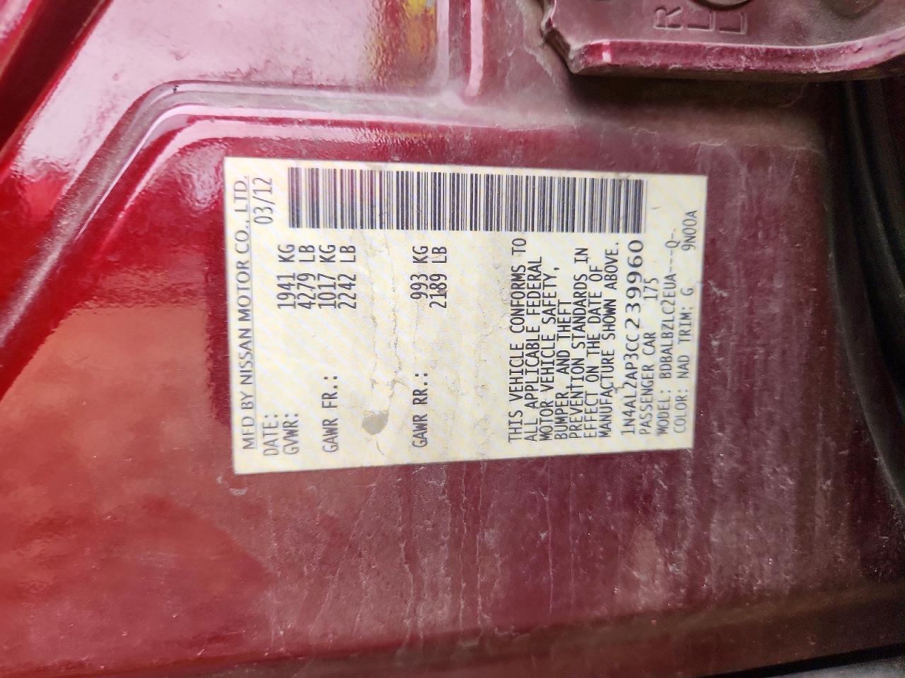 2012 NISSAN ALTIMA