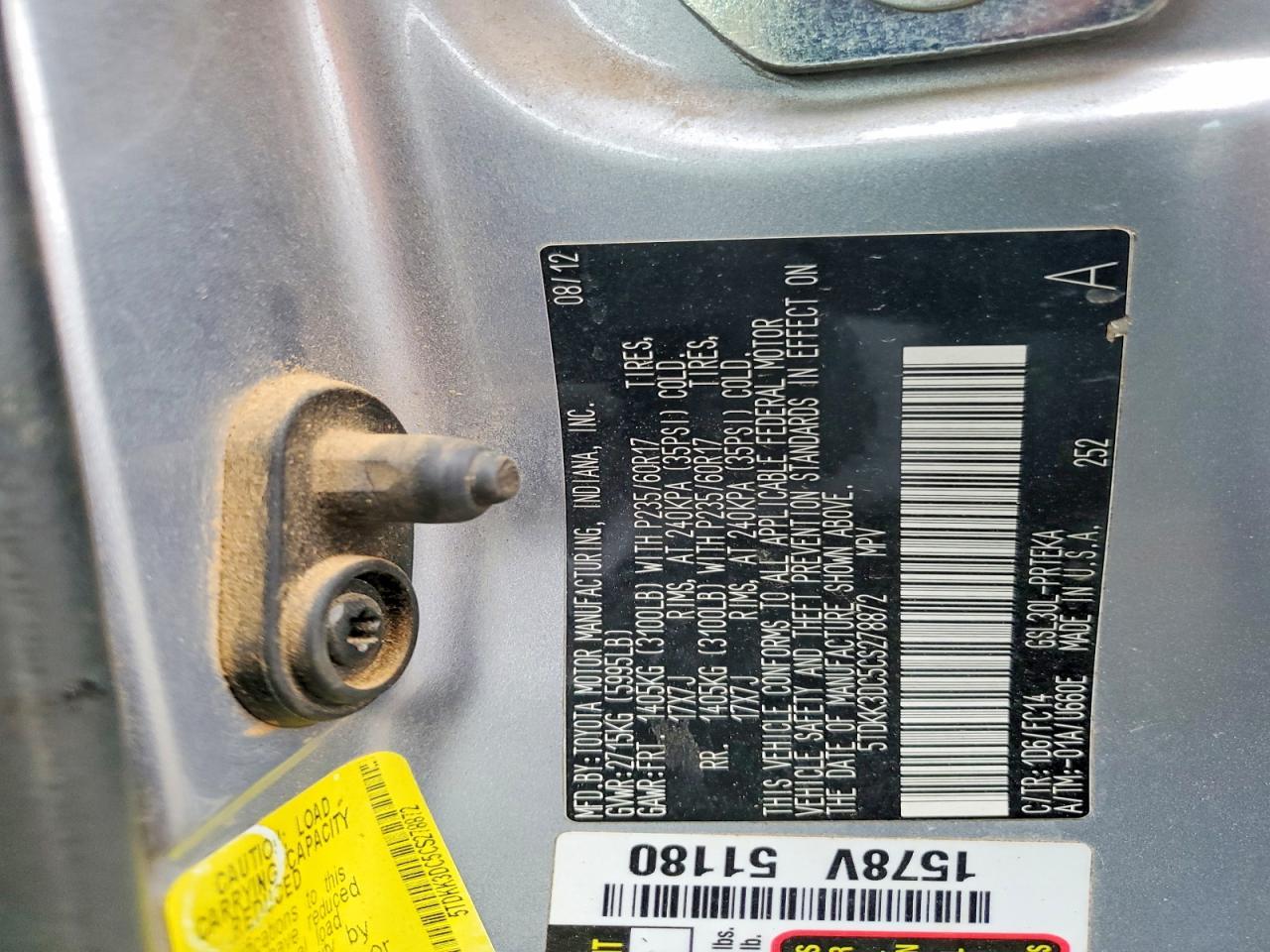 2012 TOYOTA SIENNA