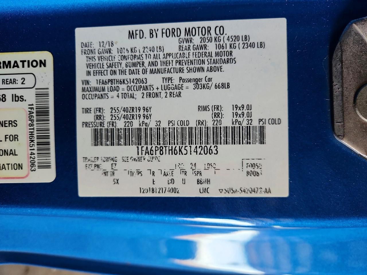2019 FORD MUSTANG