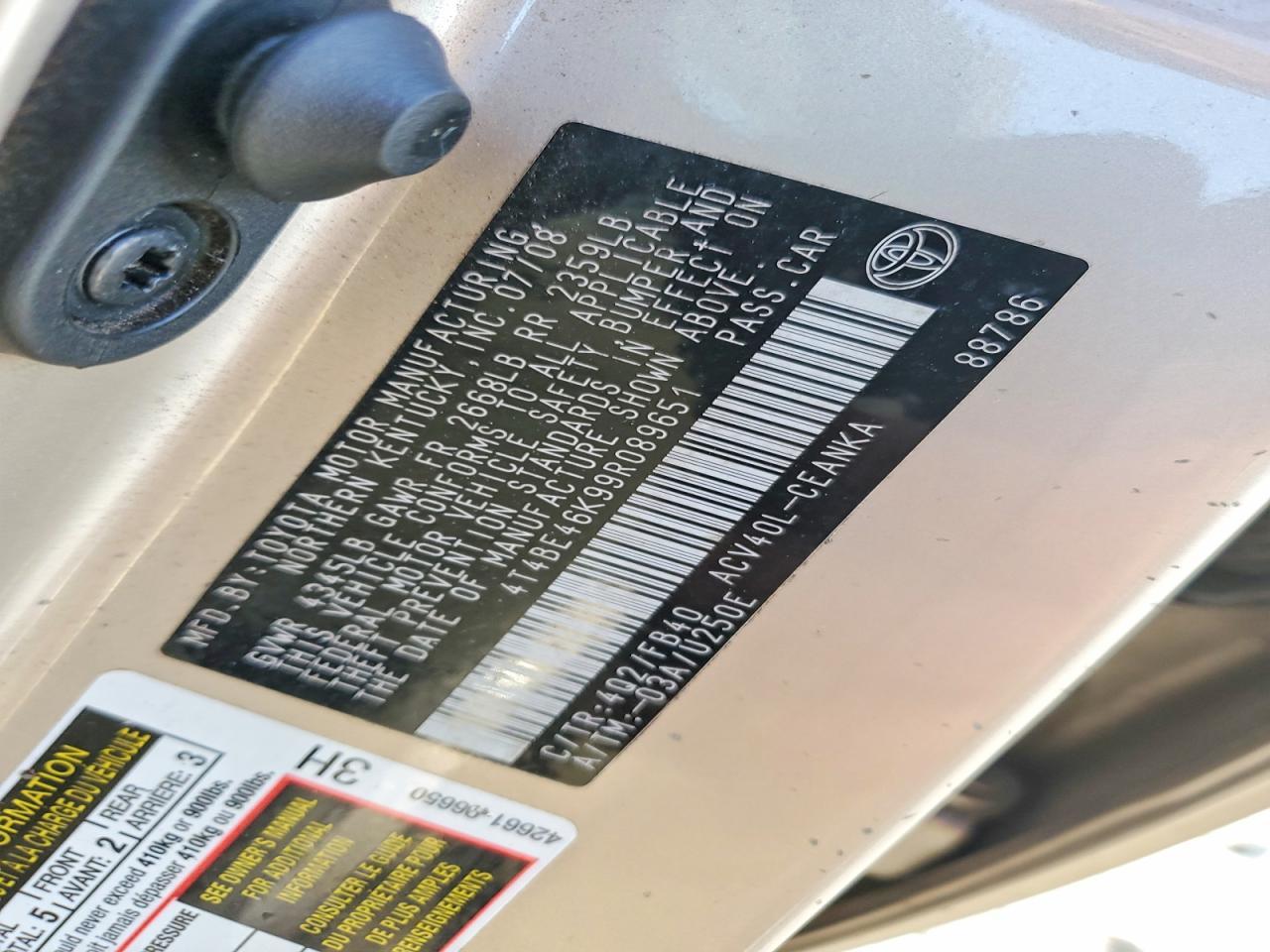 2009 TOYOTA CAMRY