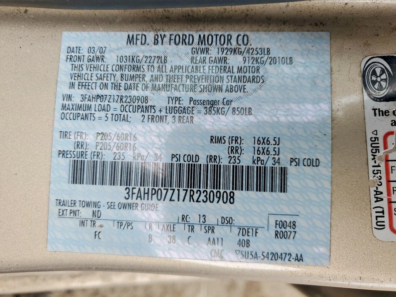 2007 FORD FUSION