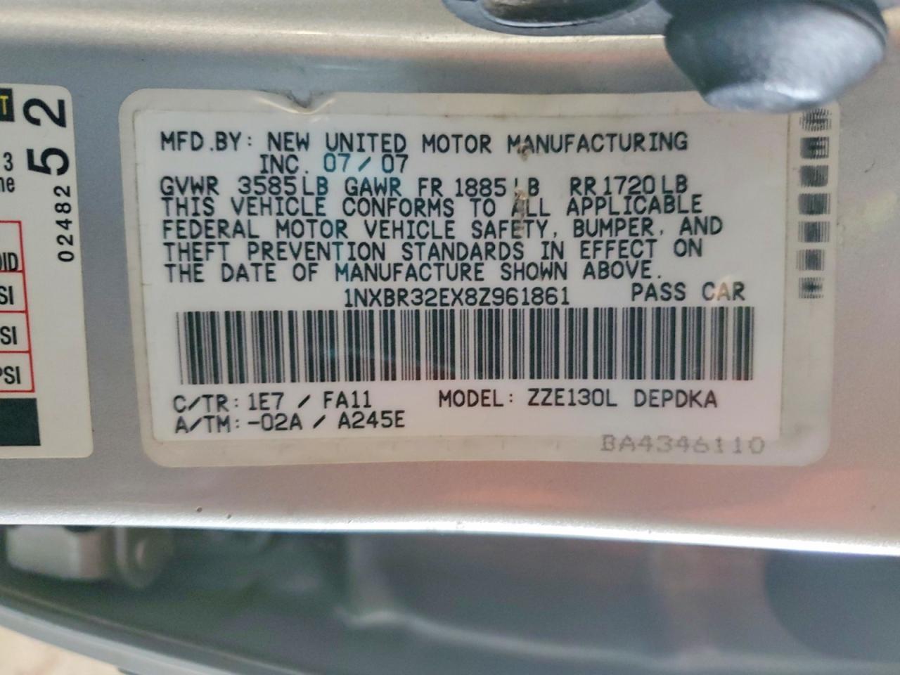 2008 TOYOTA COROLLA
