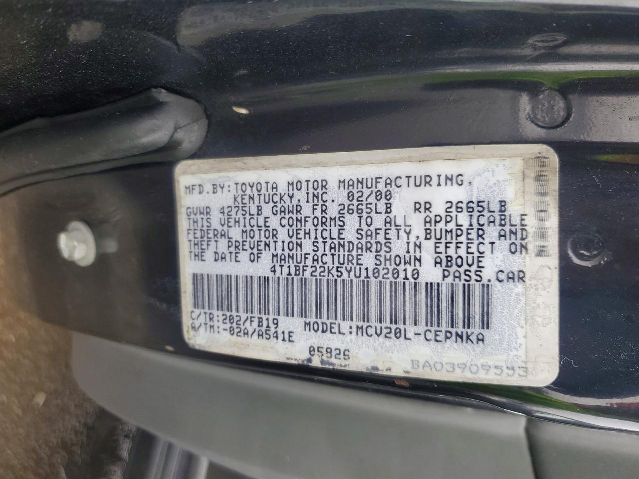 2000 TOYOTA CAMRY