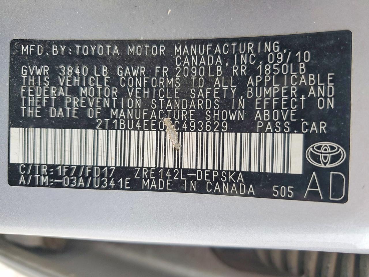 2010 TOYOTA COROLLA
