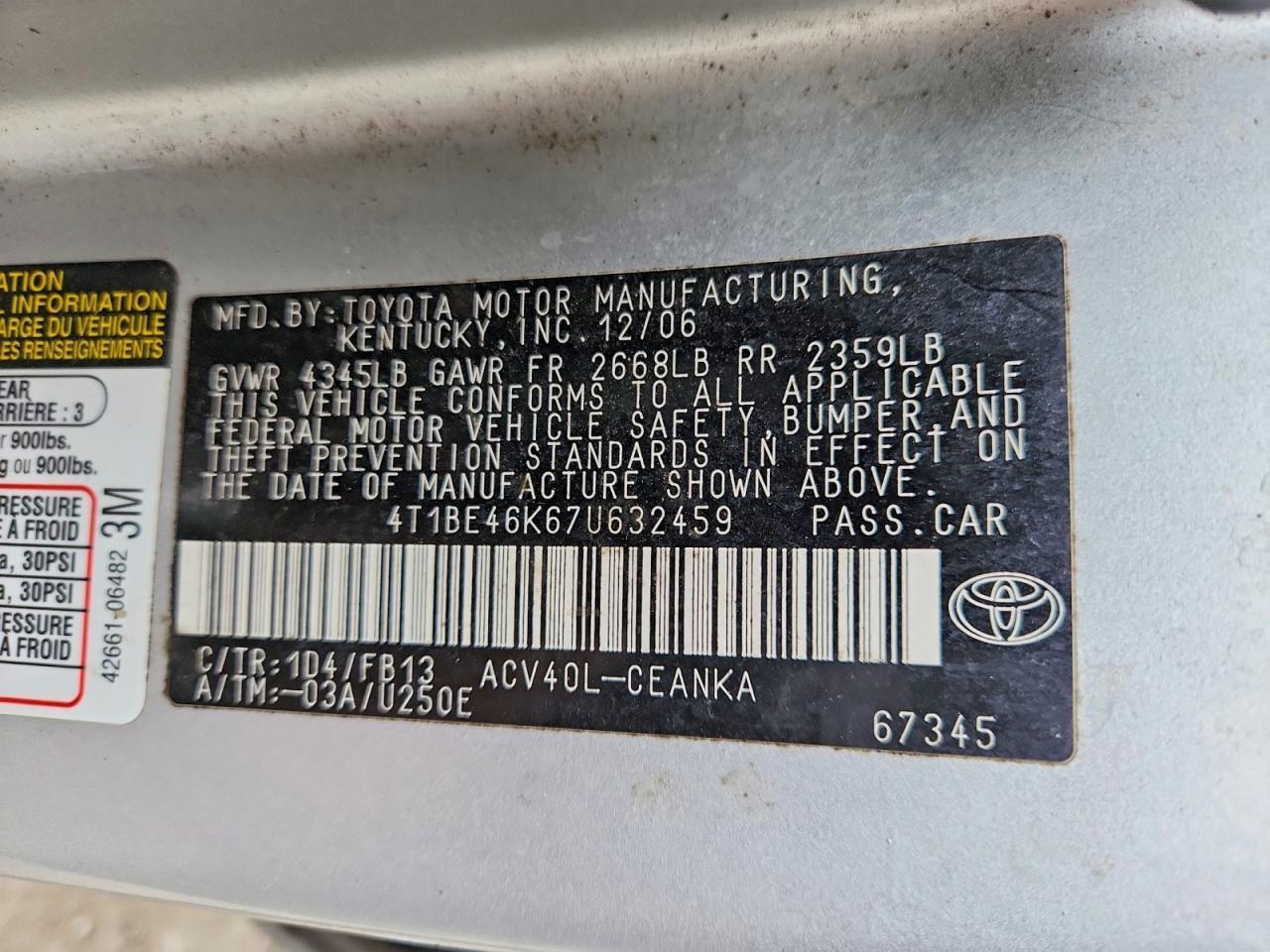2007 TOYOTA CAMRY